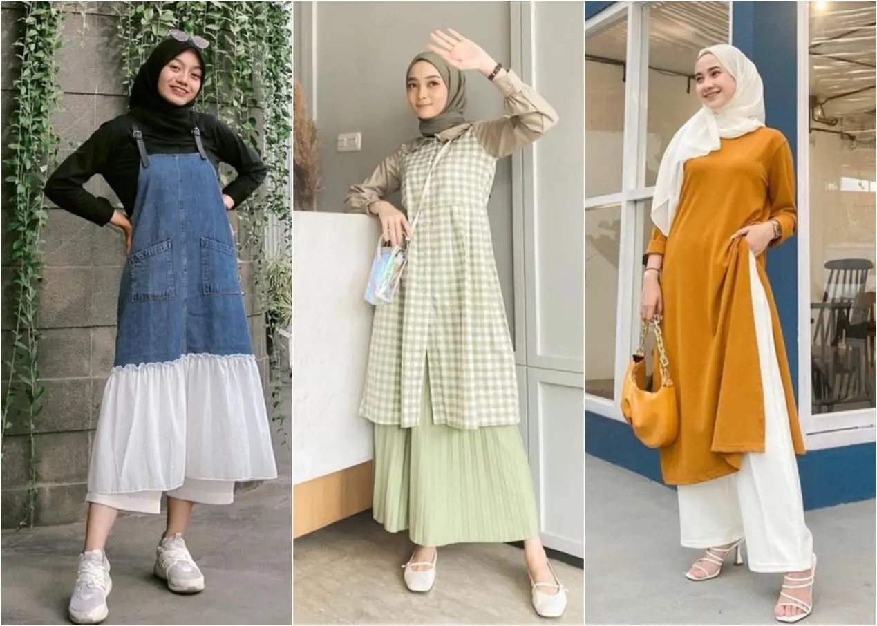 gaya hijab midi dress