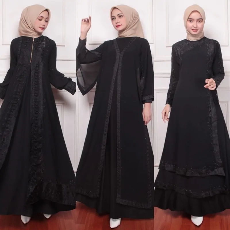 abaya hitam cocok dengan jilbab warna apa