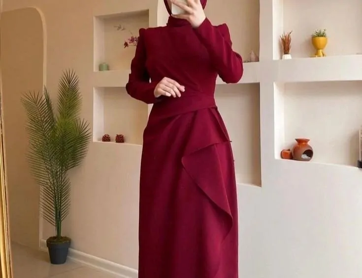 model baju lebaran burgundy