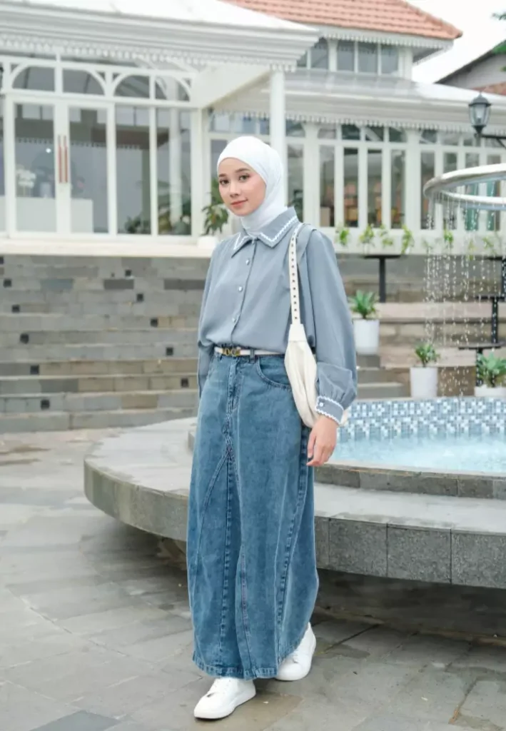 warna hijab yang cocok dengan baju denim