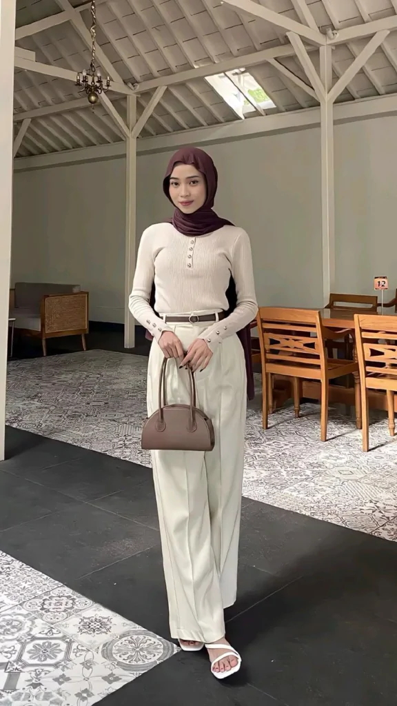 baju cream cocok dengan hijab warna apa